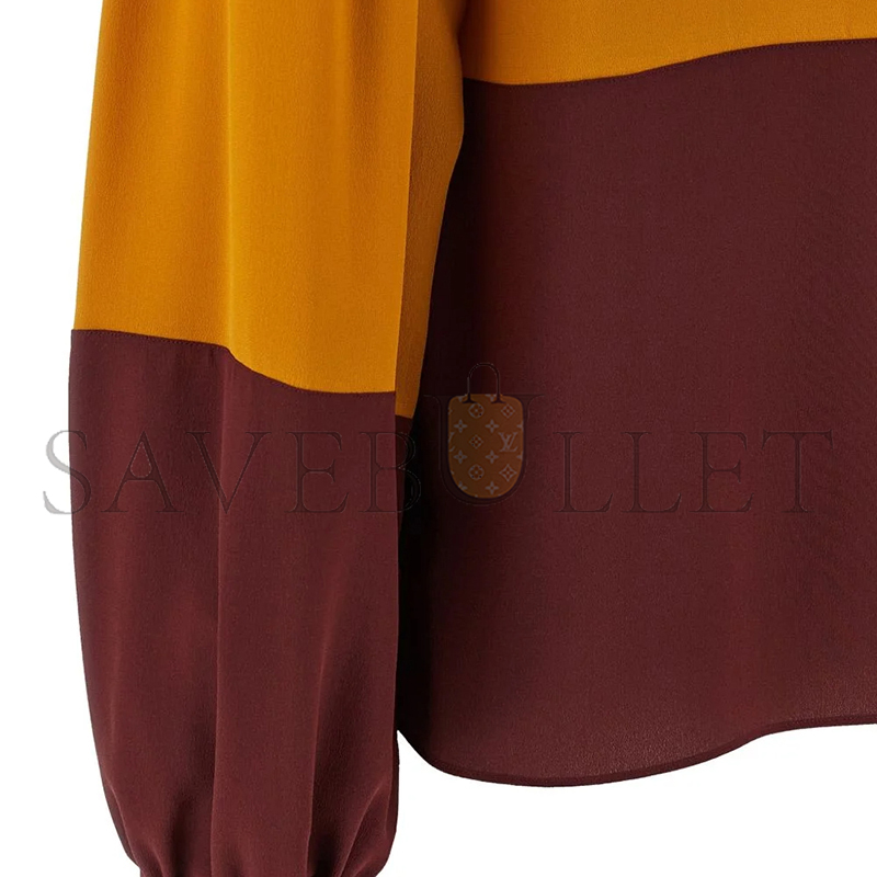 YSL COLOURBLOCK HIGH-NECK BLOUSE 857185Y100W6753